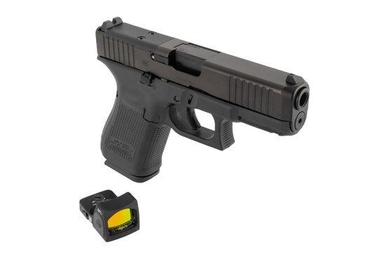 This bundle includes a Gen 5 GLOCK 19 MOS handgun and a Trijicon RMR Type 2 Adjustable LED Reflex Sight.